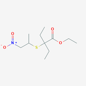 molecular formula C11H21NO4S B14370105 Ethyl 2-ethyl-2-(1-nitropropan-2-ylsulfanyl)butanoate 