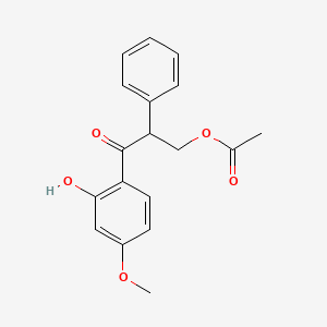 molecular formula C18H18O5 B14370150 3-(2-Hydroxy-4-methoxyphenyl)-3-oxo-2-phenylpropyl acetate CAS No. 92714-95-9