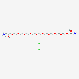 molecular formula C30H66Cl2N2O12 B14370166 2,33-Dihydroxy-N~1~,N~1~,N~1~,N~34~,N~34~,N~34~-hexamethyl-4,7,10,13,16,19,22,25,28,31-decaoxatetratriacontane-1,34-bis(aminium) dichloride CAS No. 91161-69-2