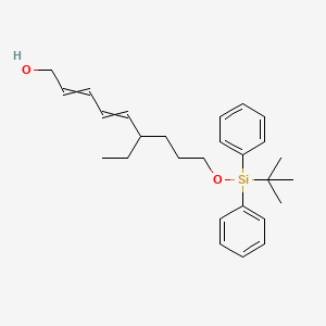 molecular formula C27H38O2Si B14370240 9-{[tert-Butyl(diphenyl)silyl]oxy}-6-ethylnona-2,4-dien-1-ol CAS No. 90605-46-2