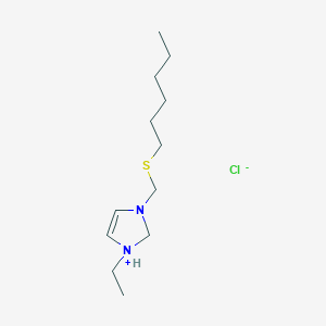 1-Ethyl-3-[(hexylsulfanyl)methyl]-2,3-dihydro-1H-imidazol-1-ium chloride