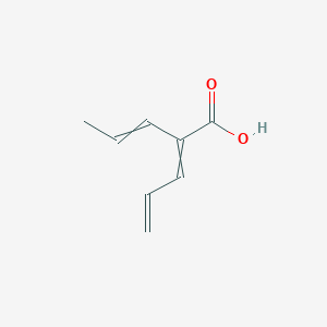 molecular formula C8H10O2 B14370335 2-(Prop-1-en-1-yl)penta-2,4-dienoic acid CAS No. 92182-34-8