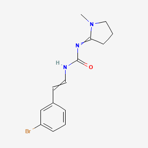 molecular formula C14H16BrN3O B14370356 N-[2-(3-Bromophenyl)ethenyl]-N'-(1-methylpyrrolidin-2-ylidene)urea CAS No. 90120-08-4