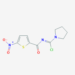 molecular formula C10H10ClN3O3S B14370430 N-(5-Nitrothiophene-2-carbonyl)pyrrolidine-1-carboximidoyl chloride CAS No. 90036-25-2