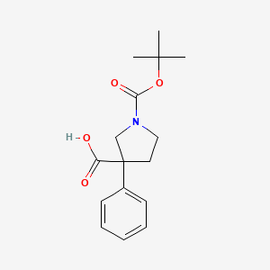 molecular formula C16H21NO4 B1437049 1-(Tert-butoxycarbonyl)-3-phenylpyrrolidine-3-carboxylic acid CAS No. 889654-10-8