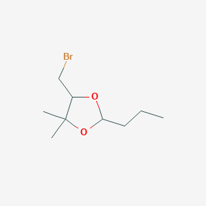 molecular formula C9H17BrO2 B14370662 5-(Bromomethyl)-4,4-dimethyl-2-propyl-1,3-dioxolane CAS No. 89995-40-4