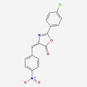 molecular formula C16H9ClN2O4 B14370820 5(4H)-Oxazolone, 2-(4-chlorophenyl)-4-[(4-nitrophenyl)methylene]- CAS No. 90124-89-3