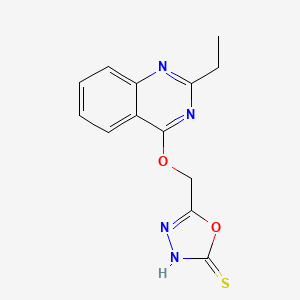 molecular formula C13H12N4O2S B14370958 5-{[(2-Ethylquinazolin-4-yl)oxy]methyl}-1,3,4-oxadiazole-2(3H)-thione CAS No. 91026-81-2