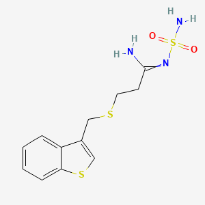 molecular formula C12H15N3O2S3 B14370990 3-{[(1-Benzothiophen-3-yl)methyl]sulfanyl}-N'-sulfamoylpropanimidamide CAS No. 91173-56-7