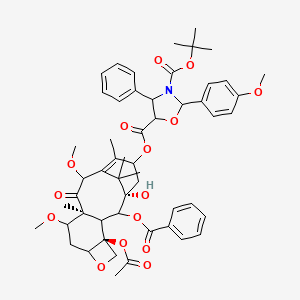 B1437104 5-((2aR,4S,4aS,6R,9S,11S,12S,12aR,12bS)-12b-Acetoxy-12-(benzoyloxy)-11-hydroxy-4,6-dimethoxy-4a,8,13,13-tetramethyl-5-oxo-2a,3,4,4a,5,6,9,10,11,12,12a,12b-dodecahydro-1H-7,11-methanocyclodeca[3,4]benzo[1,2-b]oxet-9-yl) 3-(tert-butyl) (4S,5R)-2-(4-methoxyphenyl)-4-phenyloxazolidine-3,5-dicarboxylate CAS No. 1354900-66-5