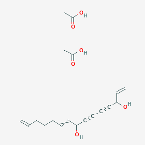 molecular formula C19H26O6 B14371075 Acetic acid;pentadeca-1,9,14-trien-4,6-diyne-3,8-diol CAS No. 90686-37-6