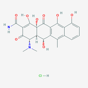 molecular formula C22H23ClN2O8 B1437108 (4S,4aR,5R,12aS)-4-(二甲氨基)-3,5,10,11,12a-五羟基-6-甲基-1,12-二氧代-1,4,4a,5,12,12a-六氢四苯并二噁英-2-甲酰胺盐酸盐 CAS No. 51596-09-9