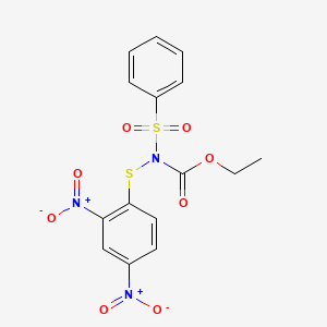 molecular formula C15H13N3O8S2 B14371095 Ethyl (benzenesulfonyl)[(2,4-dinitrophenyl)sulfanyl]carbamate CAS No. 92207-57-3