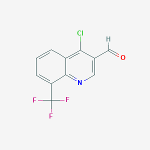 molecular formula C11H5ClF3NO B1437116 4-氯-8-(三氟甲基)喹啉-3-甲醛 CAS No. 1493637-77-6