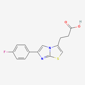 molecular formula C14H11FN2O2S B1437147 3-[6-(4-氟苯基)咪唑并[2,1-b][1,3]噻唑-3-基]丙酸 CAS No. 1040631-71-7