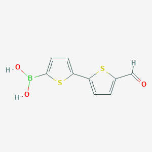 molecular formula C9H7BO3S2 B1437182 5-(5-甲酰-2-噻吩基)-2-噻吩硼酸 CAS No. 1369328-62-0
