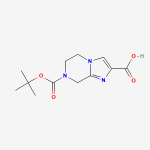 molecular formula C12H17N3O4 B1437198 7-(叔丁氧羰基)-5,6,7,8-四氢咪唑并[1,2-a]哒嗪-2-羧酸 CAS No. 885281-30-1