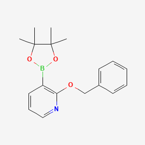 molecular formula C18H22BNO3 B1437212 2-(Benzyloxy)-3-(4,4,5,5-tetramethyl-1,3,2-dioxaborolan-2-yl)pyridine CAS No. 1073371-81-9