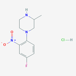 molecular formula C11H15ClFN3O2 B1437220 1-(4-Fluoro-2-nitrophenyl)-3-methylpiperazine hydrochloride CAS No. 1185298-63-8