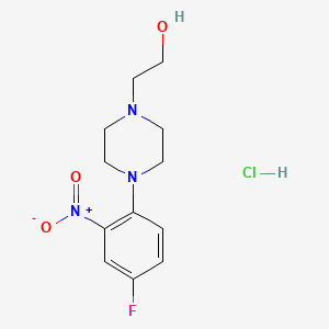 molecular formula C12H17ClFN3O3 B1437262 2-[4-(4-氟-2-硝基苯基)哌嗪-1-基]-乙醇盐酸盐 CAS No. 1185297-30-6