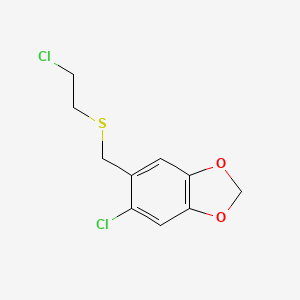 molecular formula C10H10Cl2O2S B14372725 5-Chloro-6-(2-chloroethylsulfanylmethyl)-1,3-benzodioxole CAS No. 90793-81-0