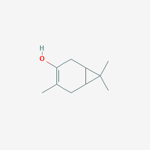 molecular formula C10H16O B14372957 4,7,7-Trimethylbicyclo[4.1.0]hept-3-en-3-ol CAS No. 90685-41-9