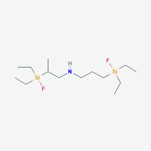 molecular formula C14H33F2NSi2 B14373113 2-[Diethyl(fluoro)silyl]-N-{3-[diethyl(fluoro)silyl]propyl}propan-1-amine CAS No. 89995-09-5