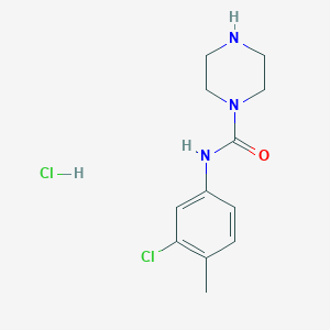 molecular formula C12H17Cl2N3O B1437396 盐酸 N-(3-氯-4-甲基苯基)哌嗪-1-甲酰胺 CAS No. 1172020-52-8