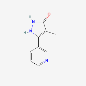 molecular formula C9H9N3O B14375531 4-Methyl-5-(pyridin-3-yl)-1,2-dihydro-3H-pyrazol-3-one CAS No. 90280-25-4