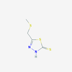 molecular formula C4H6N2S3 B14375883 5-[(Methylsulfanyl)methyl]-1,3,4-thiadiazole-2(3H)-thione CAS No. 89723-66-0