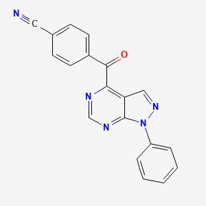 molecular formula C19H11N5O B14375950 Benzonitrile, 4-[(1-phenyl-1H-pyrazolo[3,4-d]pyrimidin-4-yl)carbonyl]- CAS No. 89549-56-4