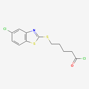 molecular formula C12H11Cl2NOS2 B14376128 5-[(5-Chloro-1,3-benzothiazol-2-YL)sulfanyl]pentanoyl chloride CAS No. 89988-13-6