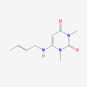 molecular formula C10H15N3O2 B14376404 6-[(But-2-en-1-yl)amino]-1,3-dimethylpyrimidine-2,4(1H,3H)-dione CAS No. 88628-92-6