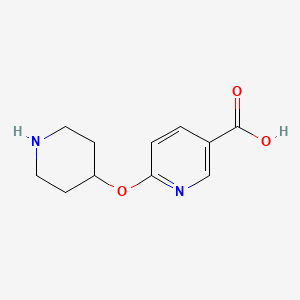 molecular formula C11H14N2O3 B1437669 6-(哌啶-4-氧基)烟酸 CAS No. 1086379-90-9