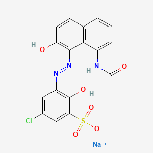 molecular formula C18H13ClN3NaO6S B1437707 Benzenesulfonic acid, 3-[[8-(acetylamino)-2-hydroxy-1-naphthalenyl]azo]-5-chloro-2-hydroxy-, monosodium salt CAS No. 6441-96-9