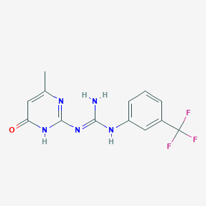 molecular formula C13H12F3N5O B1437709 N-(4-羟基-6-甲基-2-嘧啶基)-N'-[3-(三氟甲基)苯基]胍 CAS No. 36108-05-1