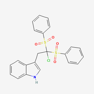 molecular formula C22H18ClNO4S2 B14377282 3-[2,2-Di(benzenesulfonyl)-2-chloroethyl]-1H-indole CAS No. 89327-04-8