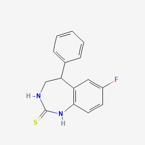 molecular formula C15H13FN2S B14377423 7-Fluoro-5-phenyl-1,3,4,5-tetrahydro-2H-1,3-benzodiazepine-2-thione CAS No. 90142-05-5