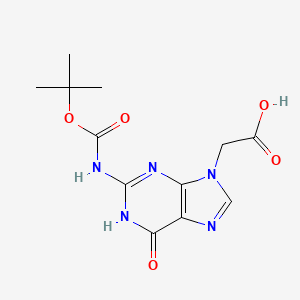 molecular formula C12H15N5O5 B1437752 2-(2-((叔丁氧羰基)氨基)-6-氧代-1H-嘌呤-9(6H)-基)乙酸 CAS No. 1028077-12-4