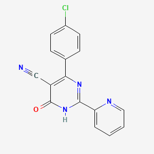 molecular formula C16H9ClN4O B1437753 4-(4-氯苯基)-6-羟基-2-(吡啶-2-基)嘧啶-5-甲腈 CAS No. 1797296-66-2