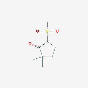 molecular formula C8H14O3S B14378336 2,2-Dimethyl-5-(methylsulfonyl)cyclopentanone CAS No. 90113-76-1