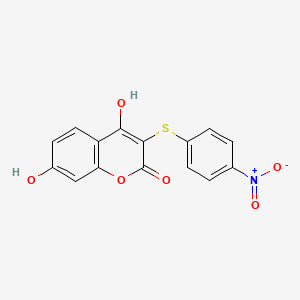 4,7-Dihydroxy-3-[(4-nitrophenyl)sulfanyl]-2H-1-benzopyran-2-one