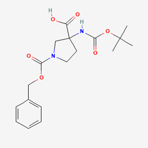 molecular formula C18H24N2O6 B1437960 1-((Benzyloxy)carbonyl)-3-((tert-butoxycarbonyl)amino)pyrrolidine-3-carboxylic acid CAS No. 1027511-76-7