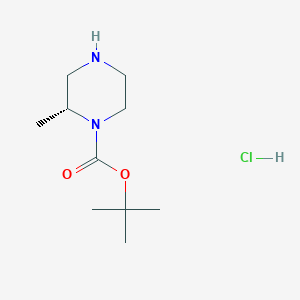 molecular formula C10H21ClN2O2 B1437970 (R)-tert-butyl 2-methylpiperazine-1-carboxylate hydrochloride CAS No. 1000853-53-1