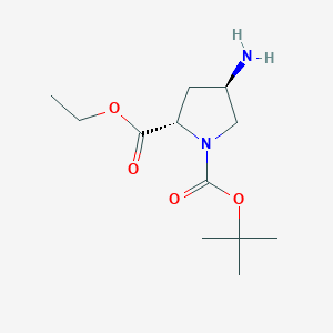 molecular formula C12H22N2O4 B1437971 (2S,4R)-1-tert-Butyl 2-ethyl 4-aminopyrrolidine-1,2-dicarboxylate CAS No. 871014-58-3