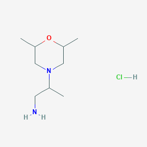 molecular formula C9H21ClN2O B1438006 2-(2,6-Dimethylmorpholin-4-yl)propan-1-amine hydrochloride CAS No. 1212257-51-6