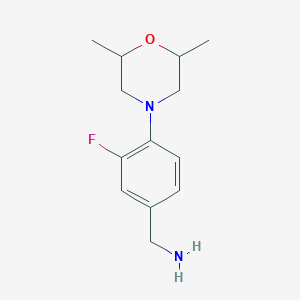 molecular formula C13H19FN2O B1438015 [4-(2,6-Dimethylmorpholin-4-yl)-3-fluorophenyl]methanamine CAS No. 1037161-46-8