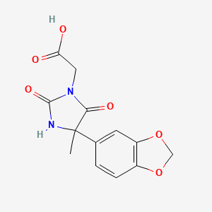 molecular formula C13H12N2O6 B1438018 2-[4-(2H-1,3-benzodioxol-5-yl)-4-methyl-2,5-dioxoimidazolidin-1-yl]acetic acid CAS No. 1152513-77-3