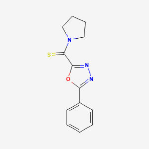 B14380331 (5-Phenyl-1,3,4-oxadiazol-2-yl)(pyrrolidin-1-yl)methanethione CAS No. 89515-40-2