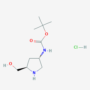 molecular formula C10H21ClN2O3 B1438045 (2R,4S)-2-hydroxymethyl-4-BOC-aminopyrrolidine hydrochloride CAS No. 1070295-74-7